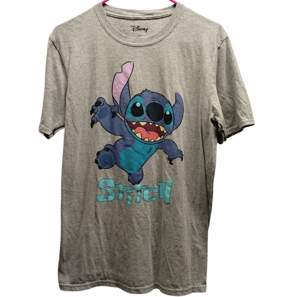 Disney Men's Size Medium Heather Gray Lilo & Stitch Graphic Character T-Shirt